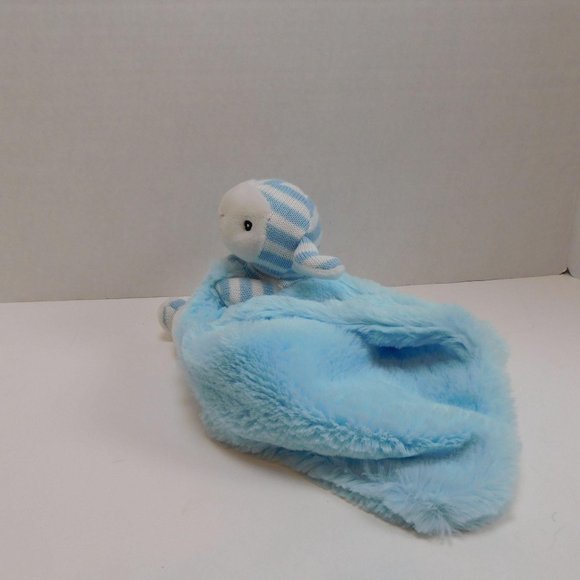 Kellytoy Blue White Striped Lamb Lovey Security Blanket Sheep Rattle Plush 11" - Picture 4 of 10